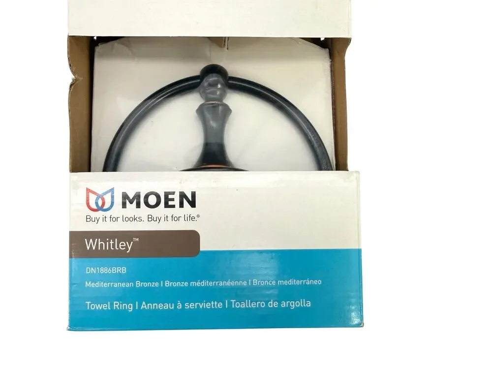 Moen Whitley Mediterranean Bronze Single Towel Ring DN1886BRB Wall Mount NEW
